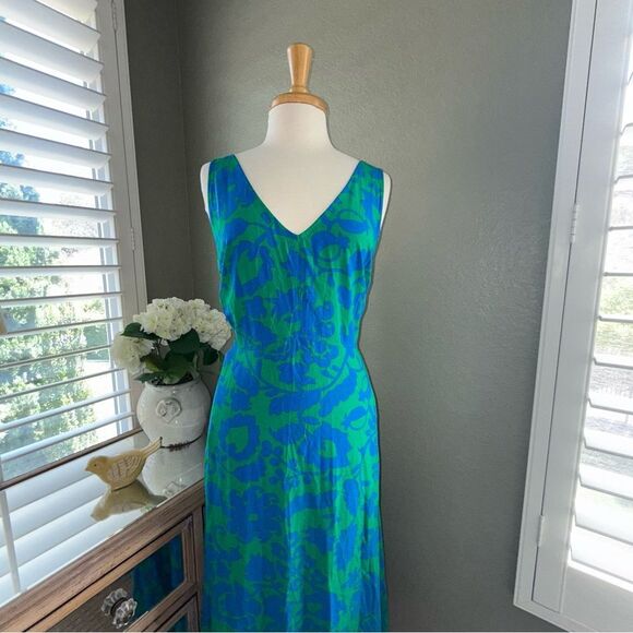 Boden Rosaline Midi Dress Tropical Retreat Emerald Size 16 V-Neck Sleeveless - Picture 12 of 14